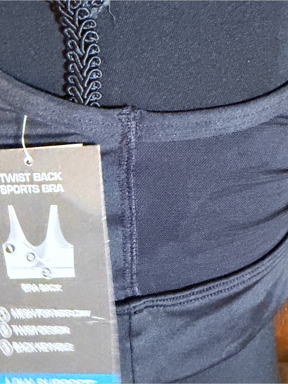 Black Twist Back Sports Bra - Picture 9 of 16